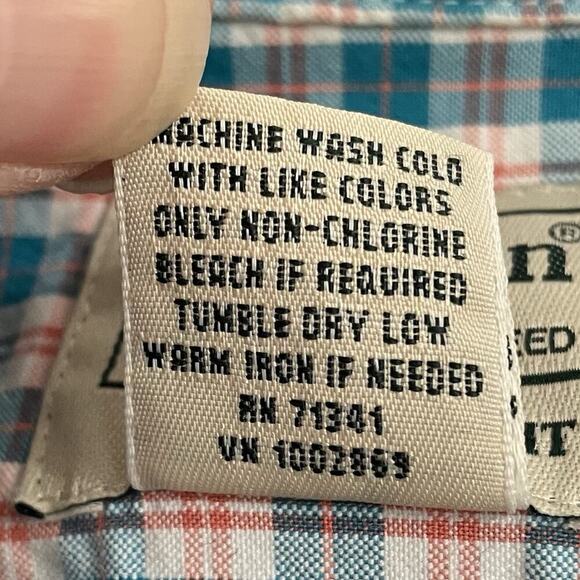 LL Bean Shirt Men XXL Red White Blue Traditional Fit Button Down Short Sleeve - Picture 7 of 7